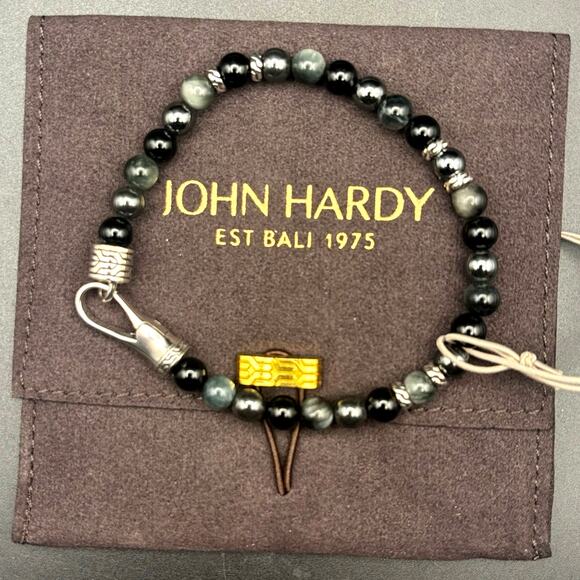 John Hardy Men’s Sterling Silver Beaded Bracelet Onyx Eagle Eye Hematite NIBWT - Picture 5 of 16